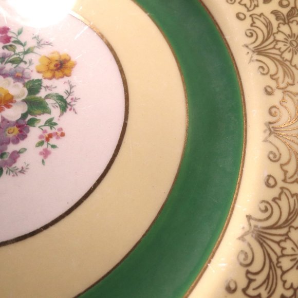 Pareek Green Dinner Plate with Demitasse and Saucer Johnson Brothers 3pc Set - Picture 3 of 11